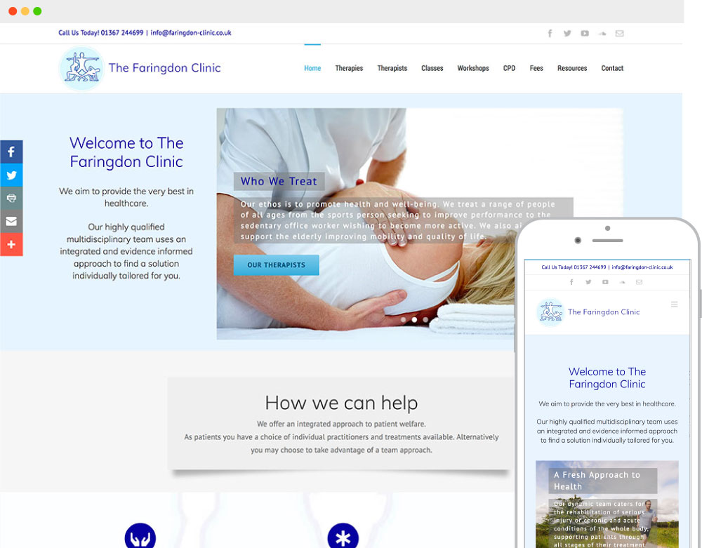 Health clinic website design